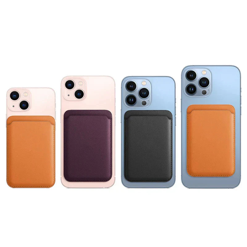 Porte-cartes Magnétique en Cuir pour iPhone 12 à 17 & Samsung S24/S25
